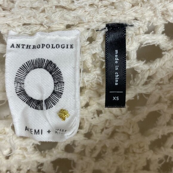 Anthropologie Akemi + Kin Sable Pointelle Sweater Bohemian Knit Size XS Pullover - Picture 6 of 11